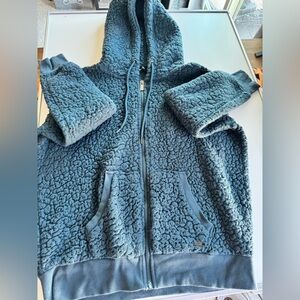 Marc New York blue fuzzy zip up sweatshirt, size large